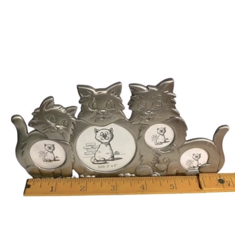 Vintage 90s / Y2K Silver Tone Multi Picture Cat Frame - kitty lovers
